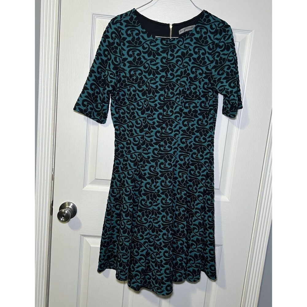 Danny And Nicole Women’s Half Sleeve Fit & Flare Dress Green/Black Size 10